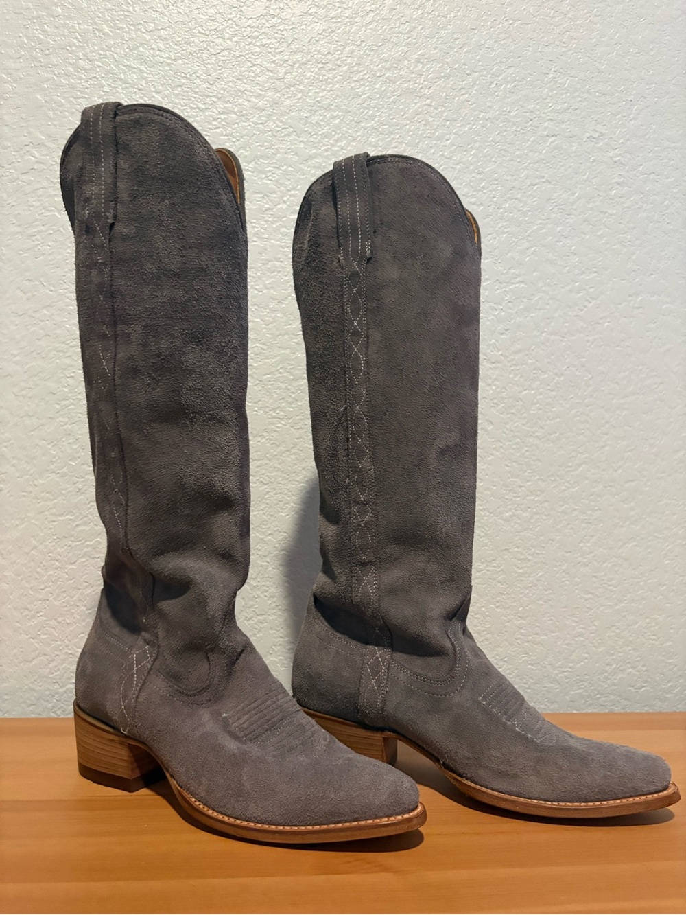 Tecovas Abby Cavalier Gray Western Heeled Boots size 8.5